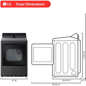 LG 27 in. 7.3 cu. ft. Smart Electric Dryer with AI Sensor Dry - Platinum Black, Platinum Black, hires