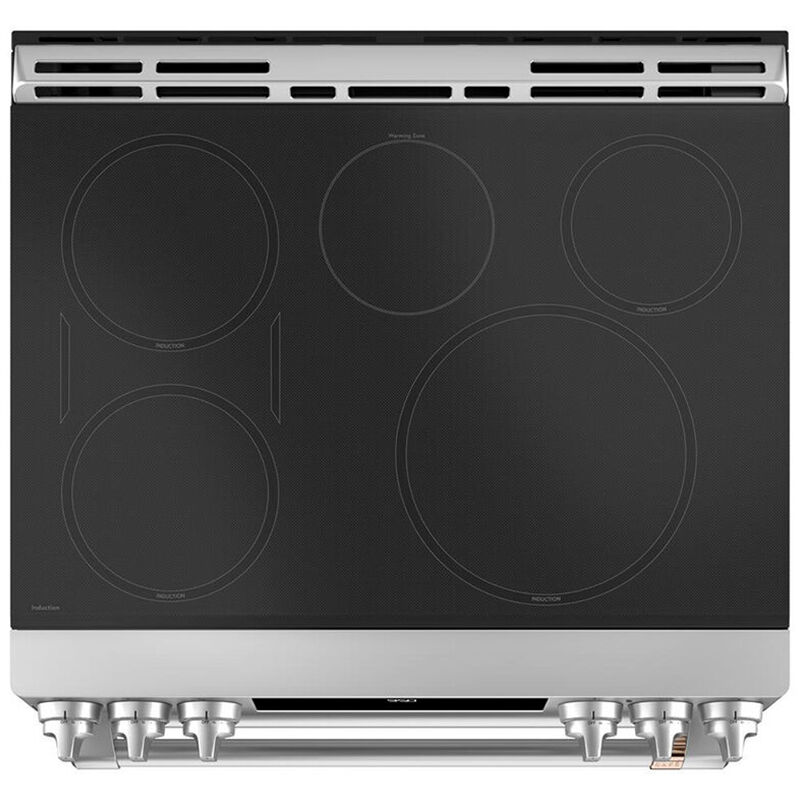 Cafe 30 in. 6.7 cu. ft. Smart Air Fry Convection Double Oven Slide-In Electric Range with 5 Induction Zones - Stainless Steel, Stainless Steel, hires
