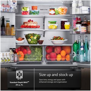 LG 36 in. 28.6 cu. ft. Smart 4-Door French Door Refrigerator with Ice & Water Dispenser - PrintProof Stainless Steel, PrintProof Stainless Steel, hires