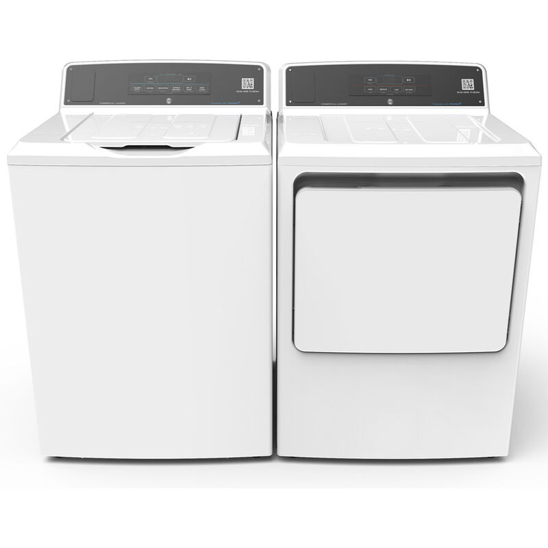 GE 27 in. 3.8 cu. ft. Smart Commercial Top Load Washer with Agitator & Built-In App Payment System - White, , hires