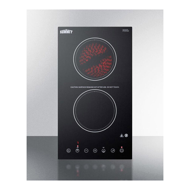 Summit 15 in. 2-Burner Electric Cooktop - Black, , hires