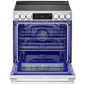 LG InstaView 30 in. 6.3 cu. ft. Smart Air-Fry True European Convection Slide-In Electric Range with 4 Induction Burners & 1 Radiant Burner - PrintProof Stainless Steel, , hires