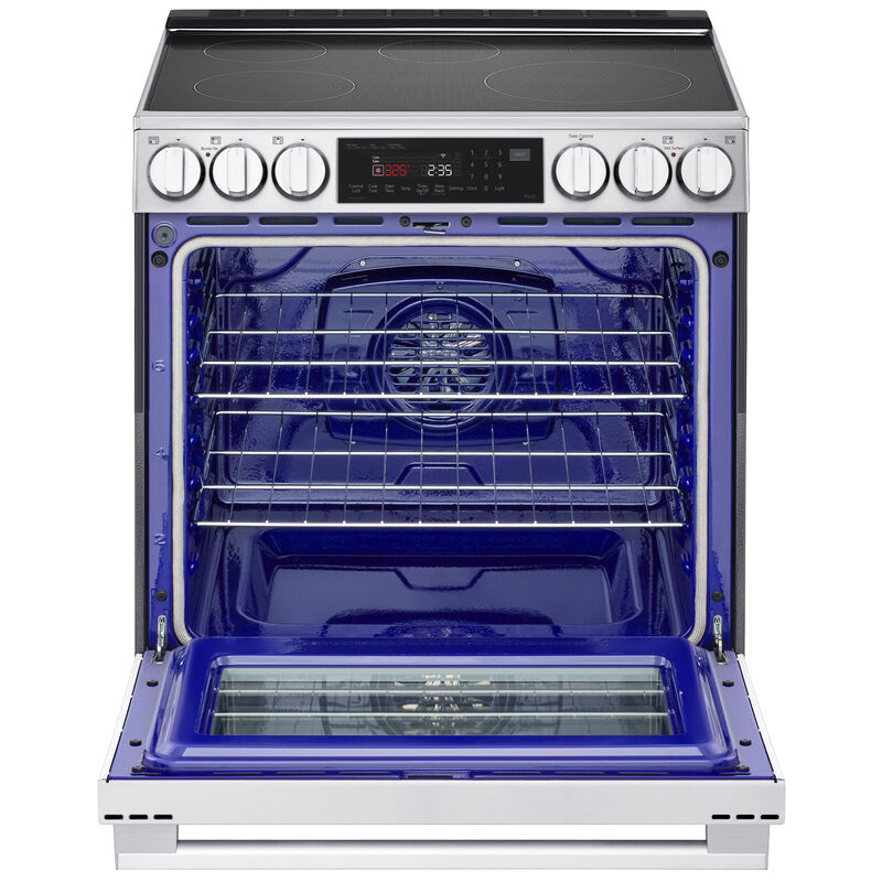 LG InstaView 30 in. 6.3 cu. ft. Smart Air-Fry True European Convection Slide-In Electric Range with 4 Induction Burners & 1 Radiant Burner - PrintProof Stainless Steel, , hires