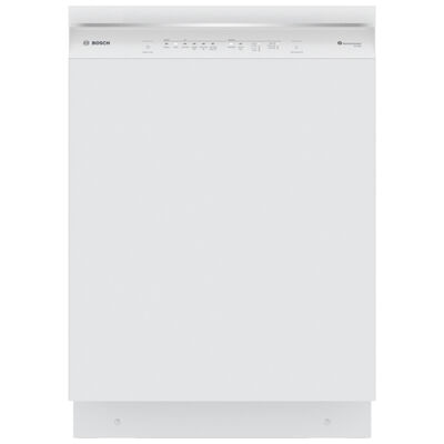 Bosch 300 Series 24 in. Smart Built-In Dishwasher with Front Control, 46 dBA Sound Level, 16 Place Settings, 5 Wash Cycles & Sanitize Cycle - White | SHE53C82N