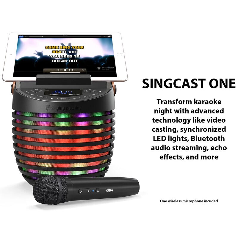Singing Machine SMC2020 SingCast One - Video Casting Karaoke System with Bluetooth, Light Show & Voice Changing Effects, , hires