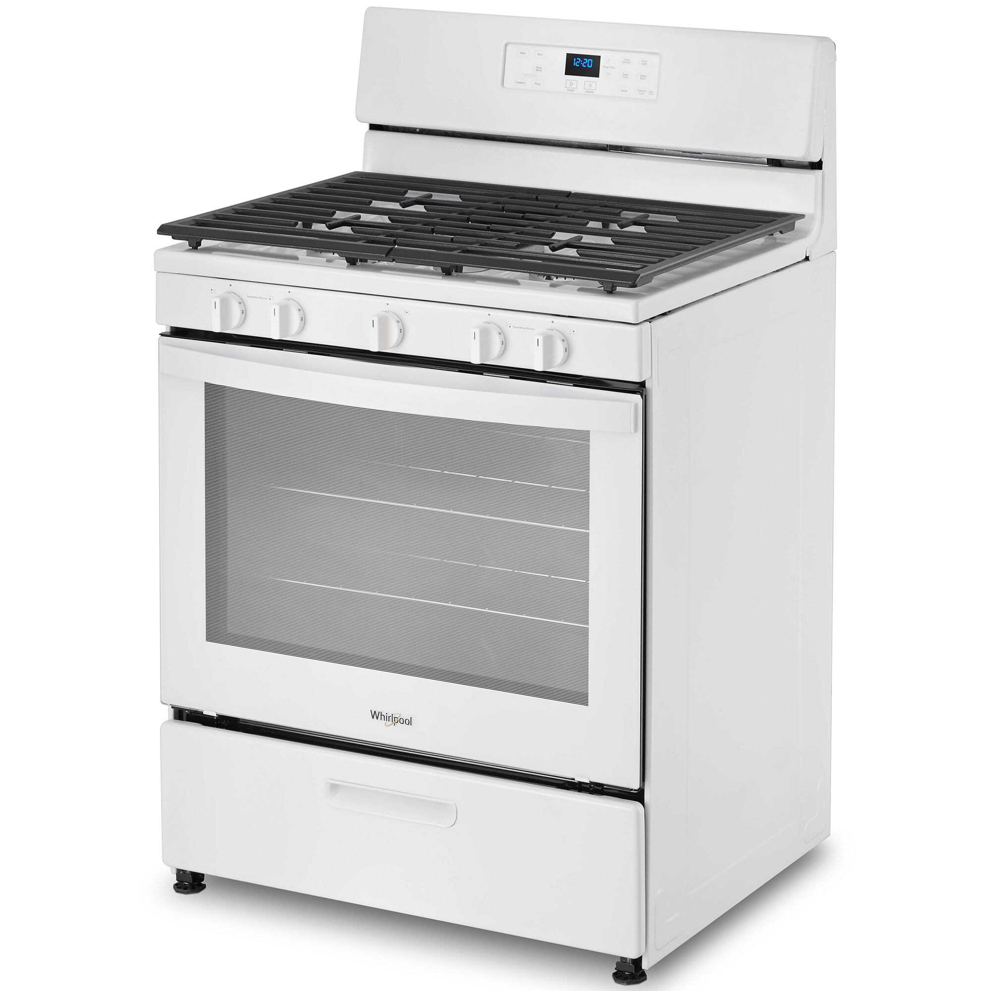 Whirlpool 30 in. 5.1 cu. ft. Oven Freestanding Gas Range with 5 Sealed Burners White P.C. Richard Son