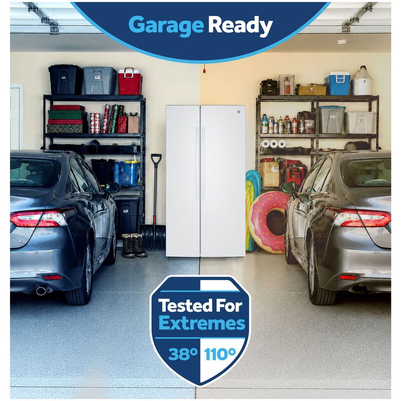 GE 36 in. 28.5 cu. ft. Garage-Ready Side-by-Side Refrigerator - White, White, hires