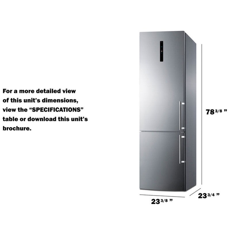 Summit 24 in. 11.7 cu. ft. Counter Depth Left-Hinged Bottom Freezer Refrigerator with Ice Maker - Stainless Steel, , hires