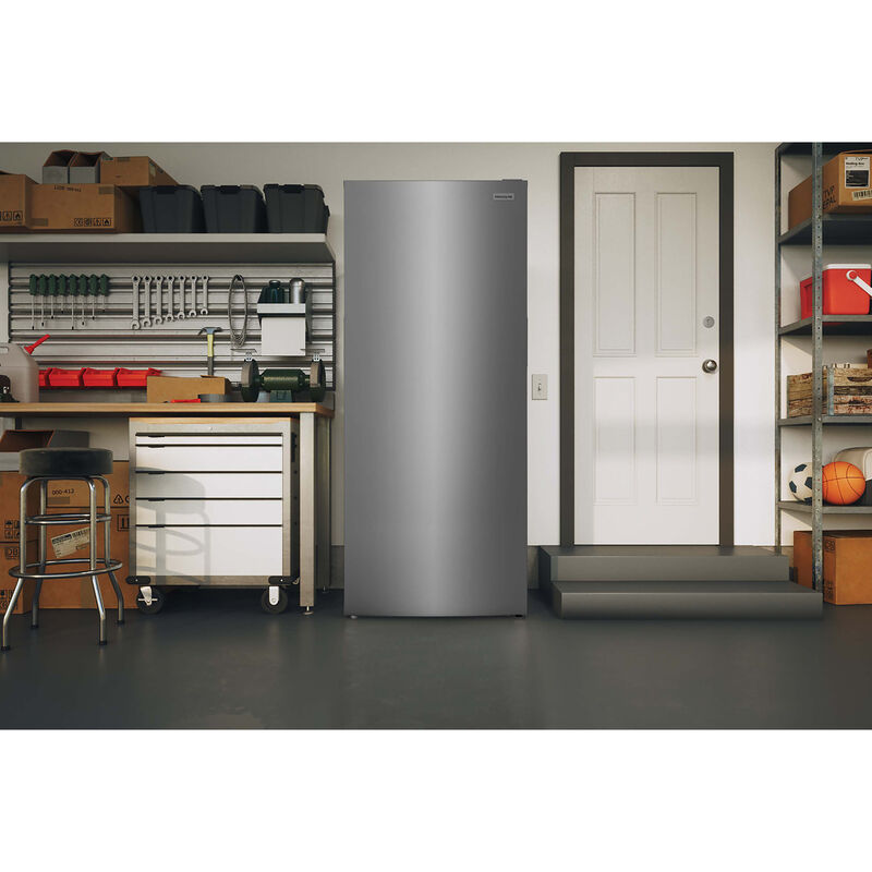 Frigidaire 28 in. 13.0 cu. ft. Garage-Ready Frost Free Upright Freezer with Adjustable Shelves - Fingerprint Resistant Stainless Look, Fingerprint Resistant Stainless, hires