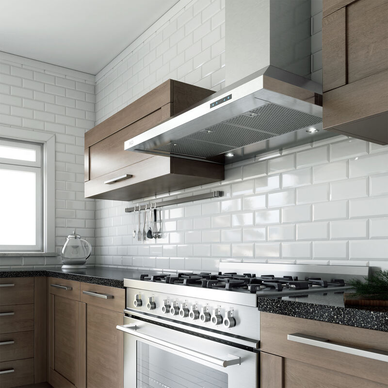 XO 30 in. Convertible Chimney Style Range Hood with 600 CFM, 3 Fan Speeds & 2 LED Lights - Stainless Steel, , hires