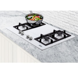 Summit 30 in. 4-Burner Natural Gas Cooktop - White, , hires
