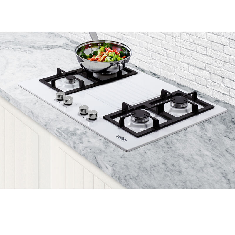 Summit 30 in. 4-Burner Natural Gas Cooktop - White, , hires