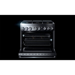 JennAir Noir 36" Freestanding Dual Fuel Range with 6 Sealed Burners & 5.1 Cu. Ft. Single Oven - Stainless Steel, , hires