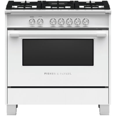 Fisher & Paykel Series 9 Classic 36 in. 4.9 cu. ft. Convection Oven Freestanding Gas Range with 5 Sealed Burners - White | OR36SCG4W1