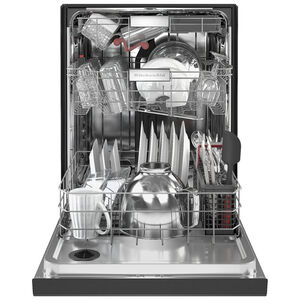 KitchenAid 24 in. Built-In Dishwasher with Front Control, 44 dBA Sound Level, 16 Place Settings, 5 Wash Cycles & Sanitize Cycle - Black Stainless Steel with PrintShield Finish, Black Stainless Steel with PrintShield Finish, hires