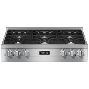 Miele Professional Series 36 in. Liquid Propane Gas Cooktop with 6 Sealed Burners - Clean Steel, , hires
