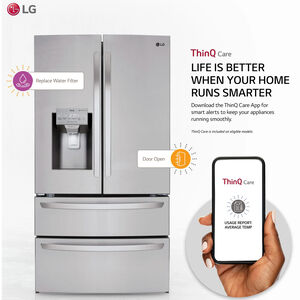LG 36 in. 27.8 cu. ft. Smart 4-Door French Door Refrigerator with Ice & Water Dispenser - Stainless Steel, Stainless Steel, hires