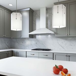 XO 30 in. Chimney Style Range Hood with 3 Speed Setting, 600 CFM & 2 LED Lights - White, , hires