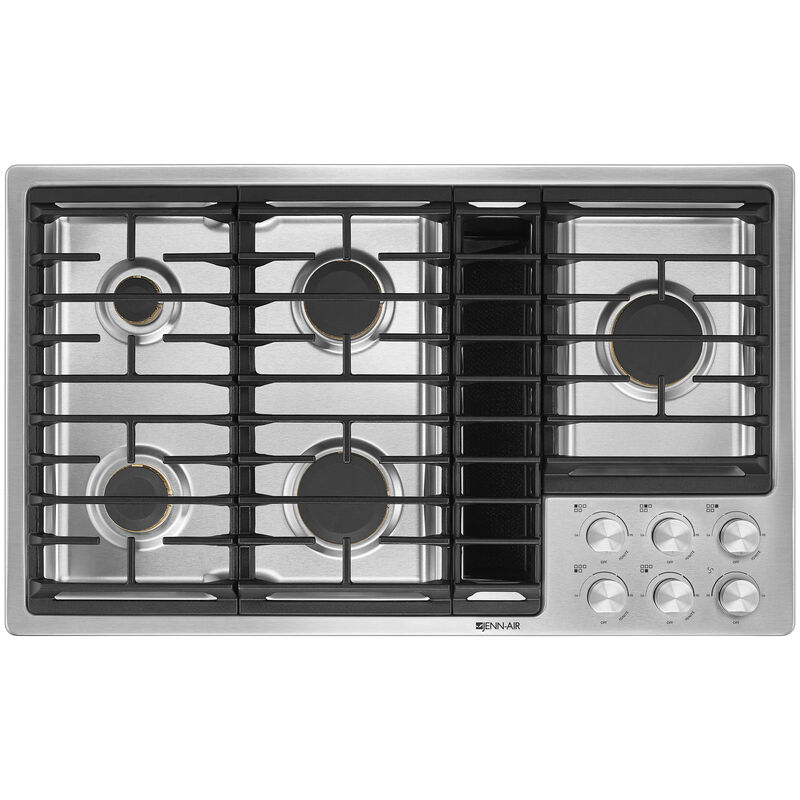 JennAir Euro-Style 36 in. 5-Burner Natural Gas Cooktop with Downdraft, Simmer Burner & Power Burner - Stainless Steel, , hires