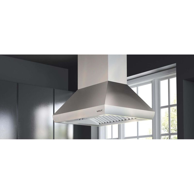 Wolf 36 in. Ducted Chimney Style Range Hood with 2 LED Lights - Stainless Steel, , hires