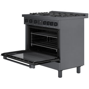Bosch 800 Series 36 in. 3.4 cu. ft. Standard Convection Gas Range with 6 Sealed Burners - Black Stainless Steel, , hires