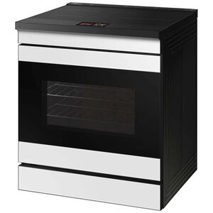 Samsung Bespoke 30 in. 6.3 cu. ft. Smart Air Fry True European Convection Slide-In Electric Range with 4 Induction Burners - White Glass, , hires