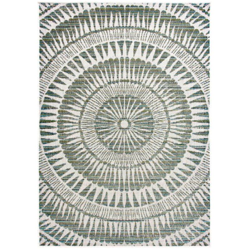 Natco Colourscape Collection Outdoor Area Rug Amiri 5'3"x7'3" - Green/Ecru, , hires