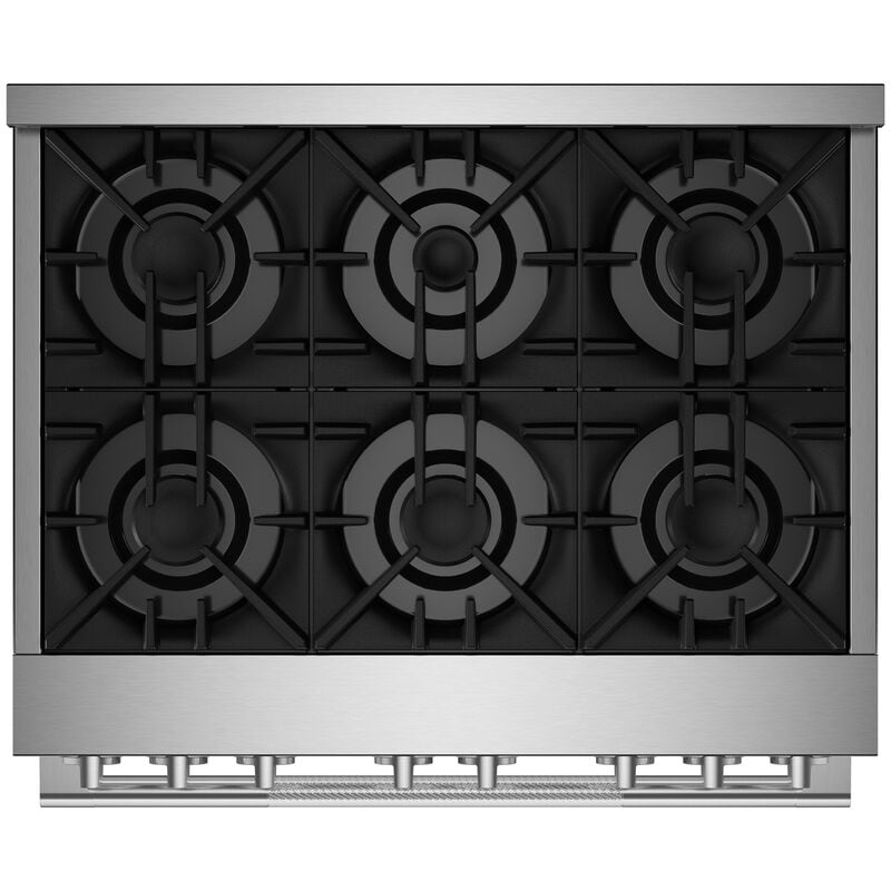JennAir Rise Series 36 in. 5.1 cu. ft. Smart True European Convection Gas Range with 6 Sealed Burners - Stainless Steel, , hires