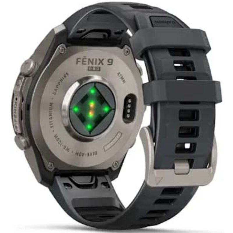 Garmin fenix 9 Pro 47 mm, AMOLED Smart Watch - Titanium with Graphite/Black Silicone Band, , hires