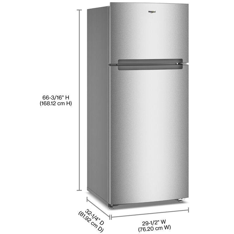 Whirlpool 28 in. 17.6 cu. ft. Garage Ready Top Freezer Refrigerator - Fingerprint Resistant Stainless, Fingerprint Resistant Stainless, hires