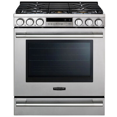Signature Kitchen Suite 30 in. 6.3 cu. ft. Smart Convection Oven Slide-In Natural Gas Range with 5 Sealed Burners & Griddle - Stainless Steel | UPSG3014ST