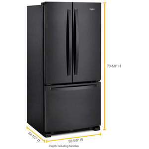 Whirlpool 33 in. 22.1 cu. ft. French Door Refrigerator with Internal Water Dispenser - Black, Black, hires