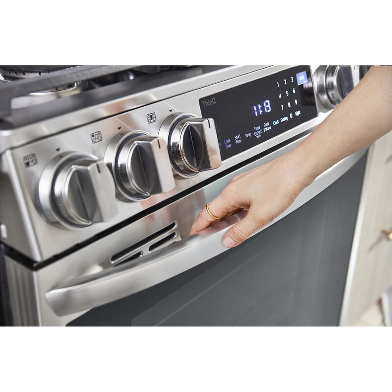 LG InstaView 30 in. 6.3 cu. ft. Smart Air Fry True European Convection Slide-In Gas Range with 5 Sealed Burners & Griddle - Stainless Steel, Stainless Steel, hires