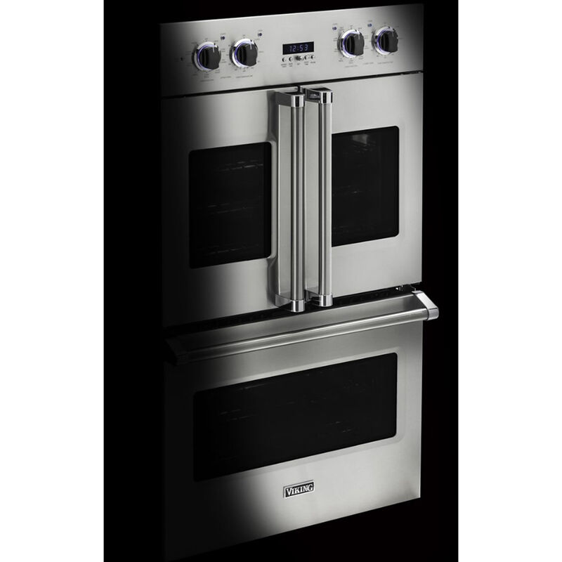 Viking 7 Series 30" 9.4 Cu. Ft. Electric Double French Door Wall Oven with True European Convection & Self Clean - Damascus Grey, , hires