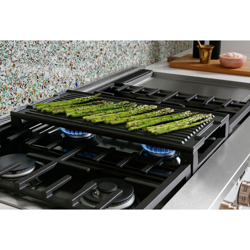 Cafe Commercial-Style 48 in. 8.2 cu. ft. Smart Air Fry True European Convection Double Oven Dual Fuel Range with 6 Sealed Burners & Griddle - Stainless Steel, Stainless Steel, hires