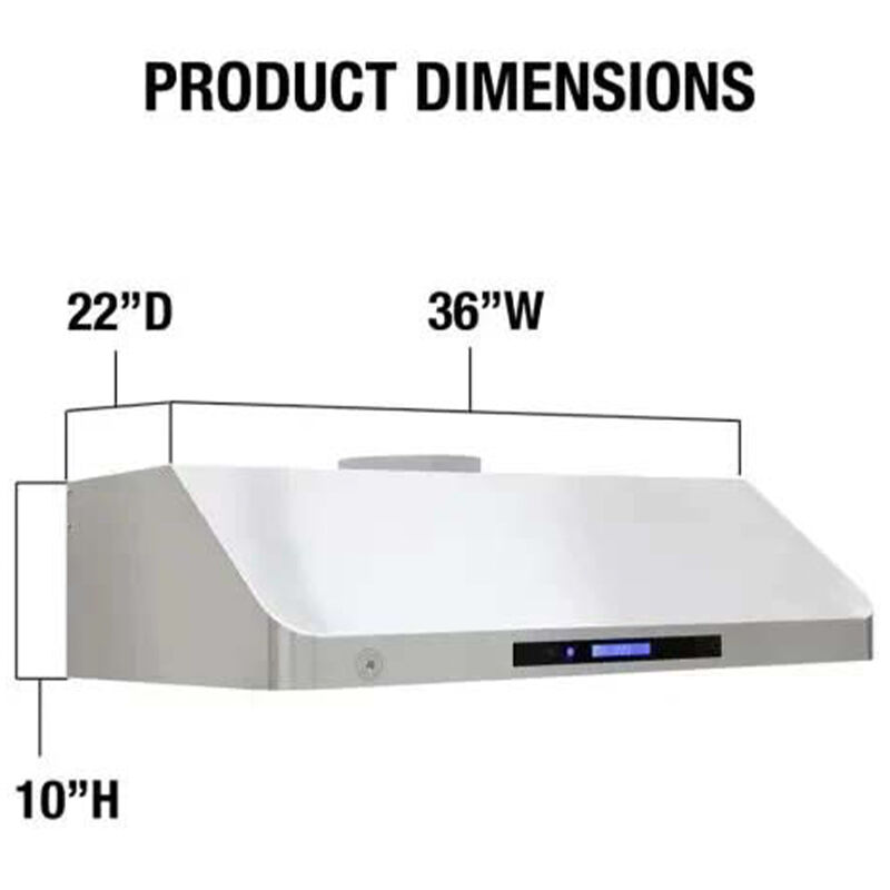 Brama 36 in. Standard Style Range Hood with 4 Speed Settings, 475 CFM & 2 LED Lights - Stainless Steel, , hires