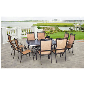 Hanover Manor 9-Piece Square Dining Set with 8 Sling-back Chairs, , hires