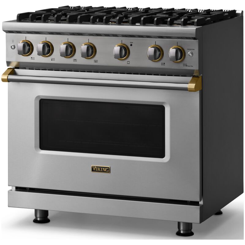 Viking 5 Series 36 in. 5.1 cu. ft. Standard Convection Liquid Propane Gas Range with 6 Sealed Burners - Stainless Steel, , hires