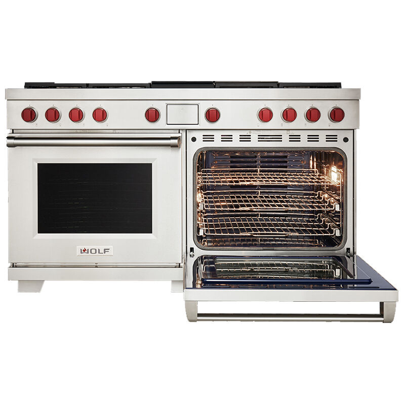 Wolf 60 in. 9.6 cu. ft. Smart Convection Oven Freestanding Dual Fuel Range with 6 Sealed Burners & Griddle - Stainless Steel, , hires