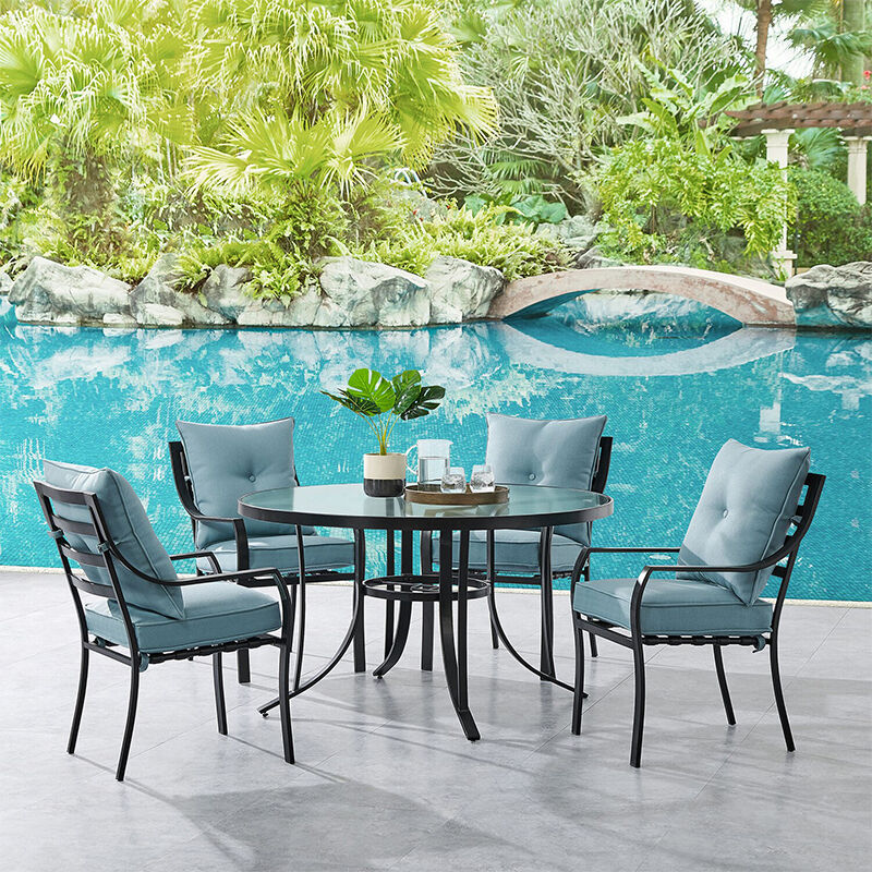 Round glass top outlet patio table and chairs