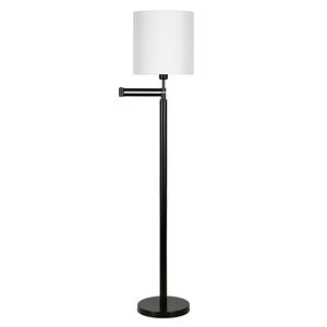 Hudson & Canal Moby Swing Arm Blackened Bronze Floor Lamp with Round Shade, , hires