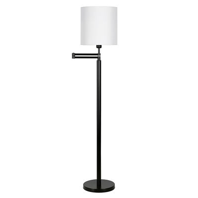 Hudson & Canal Moby Swing Arm Blackened Bronze Floor Lamp with Round Shade | FL0348