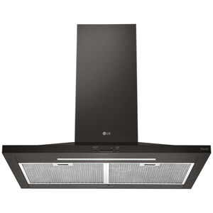 LG 30 in. Chimney Style Range Hood with 5 Speed Settings, 600 CFM, Ducted Venting & 1 LED Light - Black Stainless Steel, Black Stainless Steel, hires