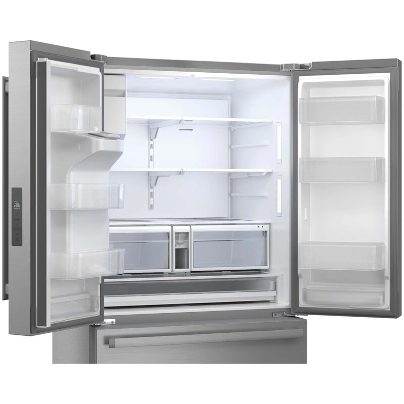Sharp 36 in. 28.9 cu. ft. Garage-Ready French Door Refrigerator with Ice & Water Dispenser - Stainless Steel, , hires