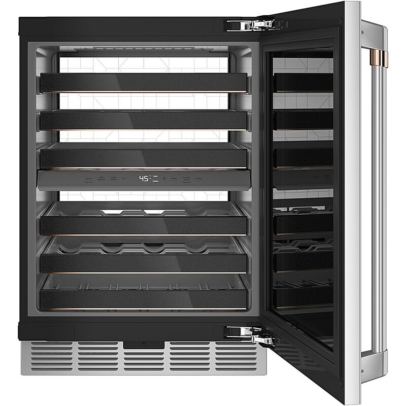 Cafe 24 in. Undercounter Wine Cooler with Dual Zones & 46 Bottle Capacity - Stainless Steel, Stainless Steel, hires