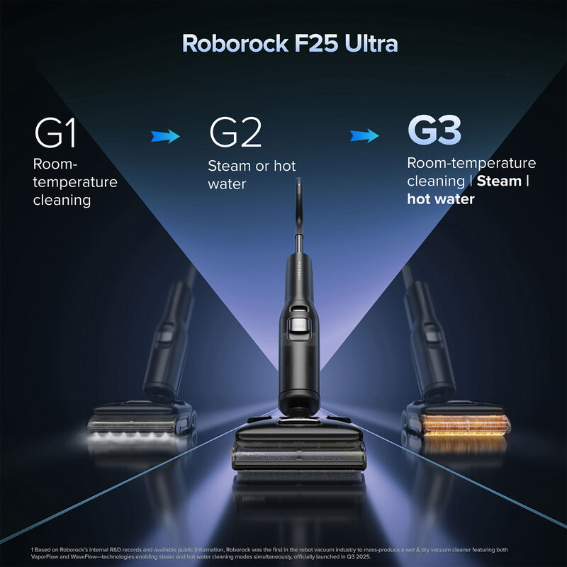 Roborock F25 Ultra Bagless Cordless HEPA Upright Vacuum for Hard Floors and Carpets with Steam & Hot-Water Self-Cleaning, , hires