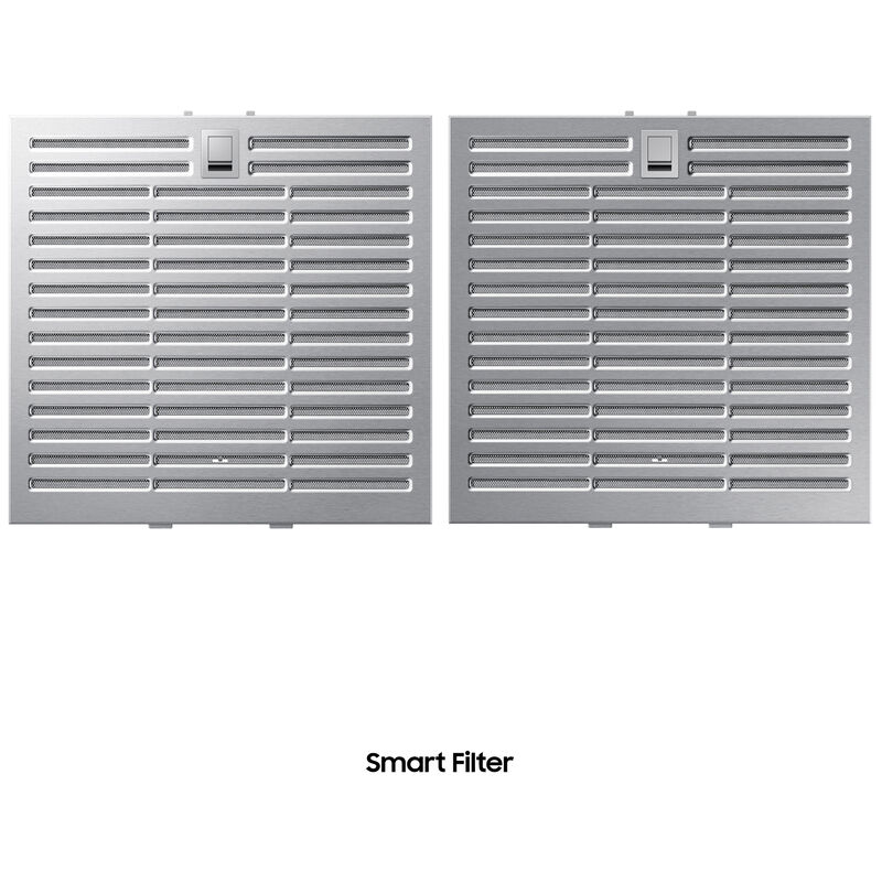 Samsung 30 in. Chimney Style Smart Range Hood with 4 Speed Settings, 630 CFM & 1 LED Light - Clean Gray, , hires