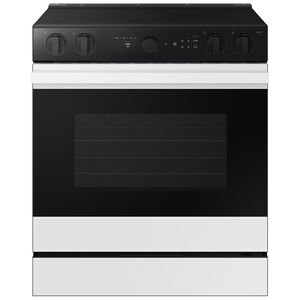 Samsung Bespoke 30 in. 6.3 cu. ft. Smart Air Fry Convection Oven Slide-In Electric Range with 5 Smoothtop Burners - White Glass, White Glass, hires