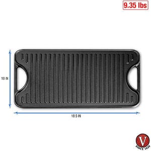 Victoria Cast Iron Reversible Rectangular Griddle, , hires