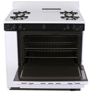 Premier 36 in. 3.9 cu. ft. Oven Freestanding Gas Range with 4 Open Burners - White, , hires